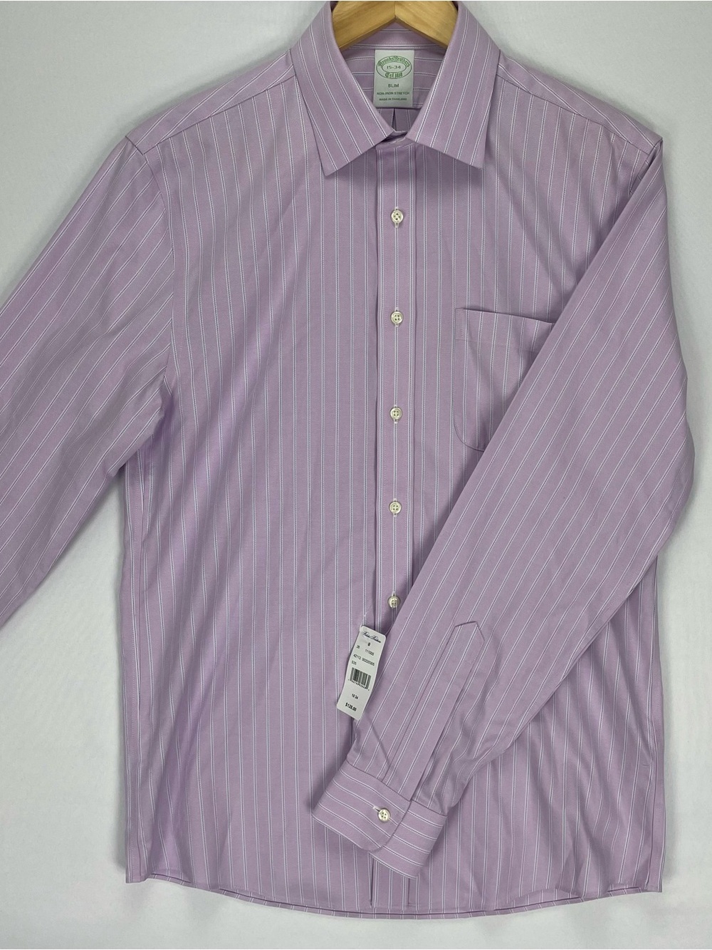 Brooks Brothers Men’s Button Down Shirt Size 15-34 Slim Fit Lavender Striped NWT